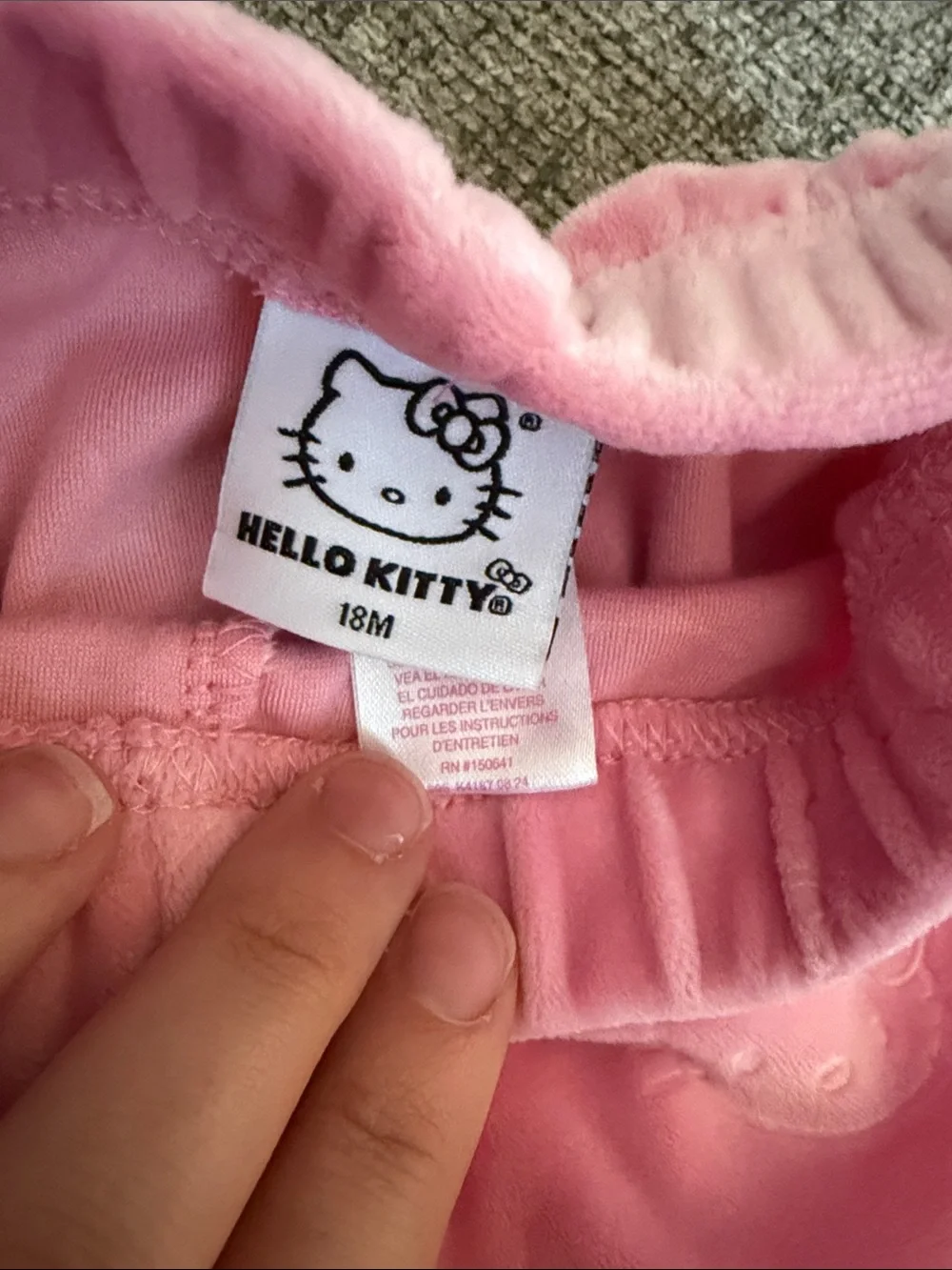 Hello Kitty Pink Velour Two-Piece Super Soft Set with Ruffle Shoulders